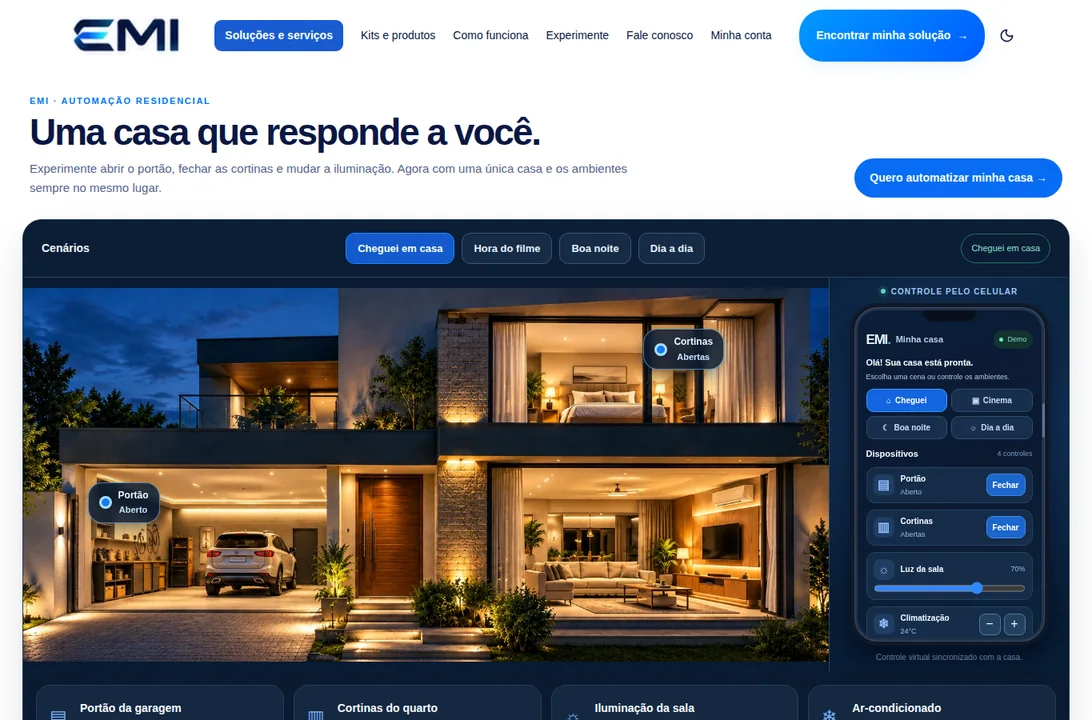 Captura da página interativa da Casa Inteligente