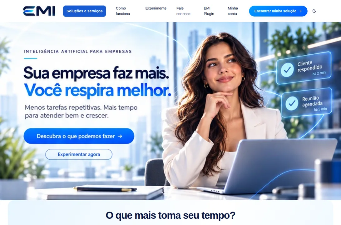 Captura real da página inicial da EMI em navegador de computador